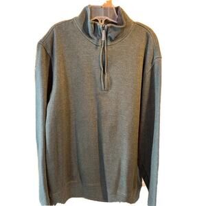 Van Heusen Men’s M Green Long Sleeve 1/4 Zip Cotton Blend Pullover Sweater